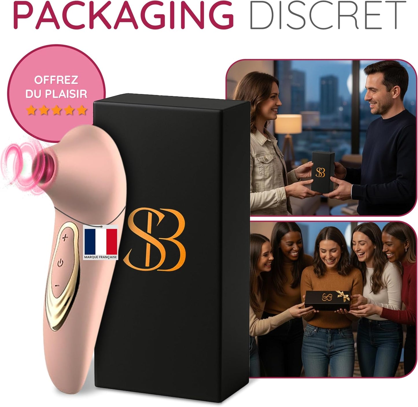 Sex Toys Femme Clitoridien I Vibro-Masseur Silencieux 10 Modes, Sextoyse Femme Clitoridienne Stimulation Clitoris I Sex Toys Couple, Jouet Adulte (Rose Poudrée)