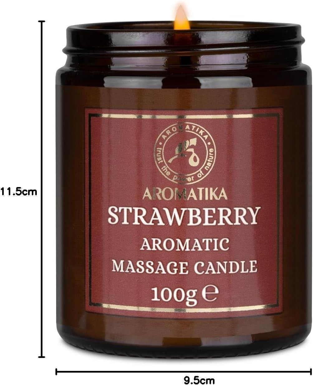 Bougie De Massage Fraise 100G - Cire De Soja, Huiles De Noix De Coco Et D'Amande, Oléorésine De Vanille - Relaxante, Calmante - Beauté, Aromathérapie